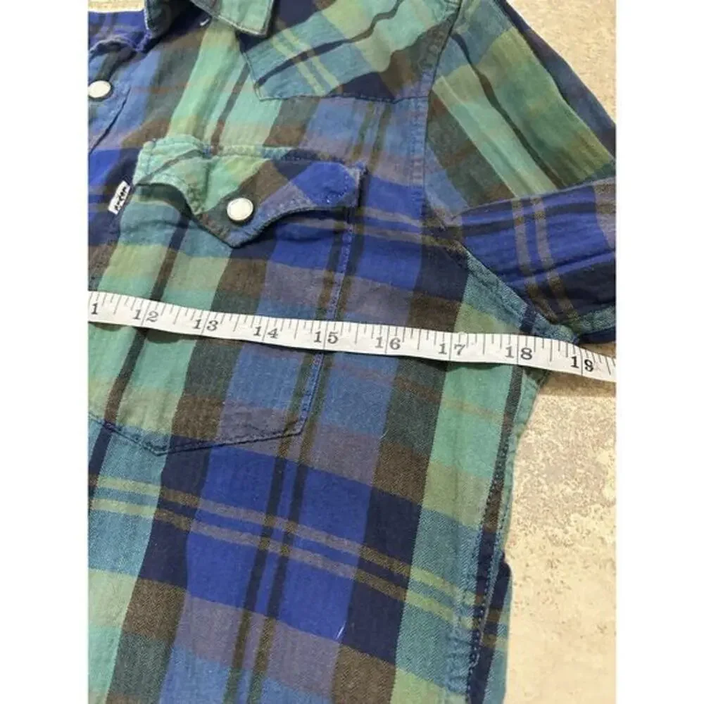 Levi's Mens Western Plaid Long Sleeve‎ Shirt Small Slim Snap Buttons